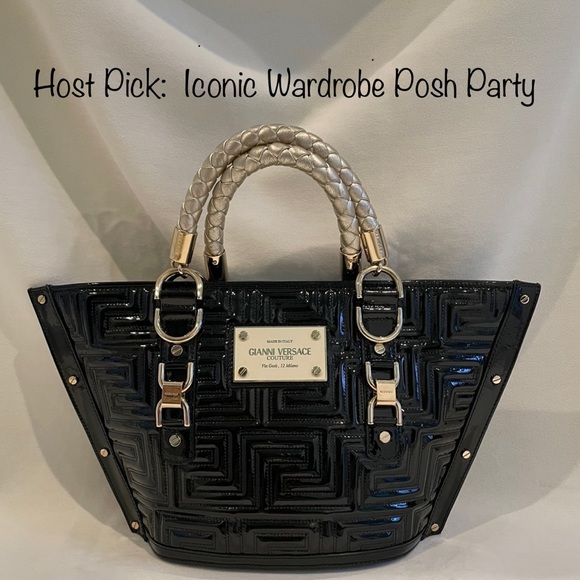 Versace Handbags - Gianni Versace Couture Coated Black Leather Handbag